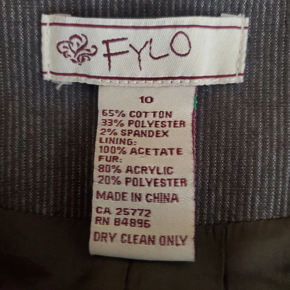 ♧ Fylo Gray Button Up Blazer Jacket Size 10